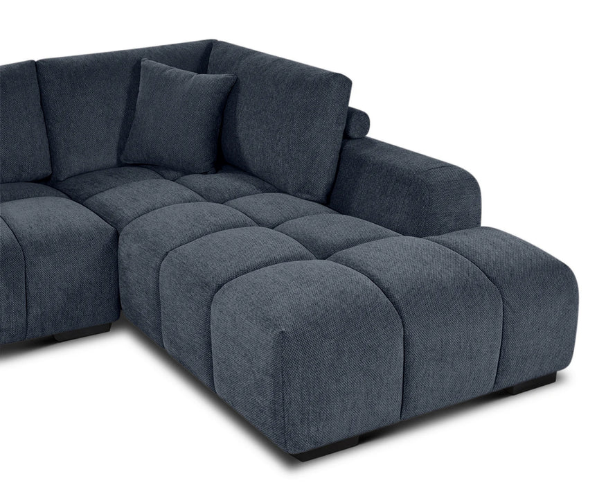 OLIVIA - 120" Navy Blue Sectional Sofa