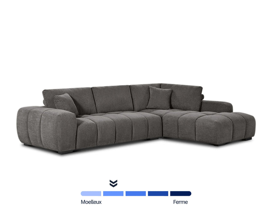 OLIVIA - Sofa sectionnel 120" gris foncé
