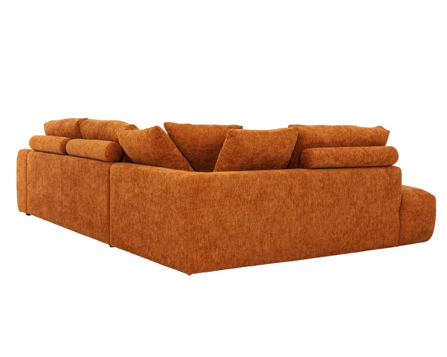 Sofa sectionnel orange moderne vue arrière