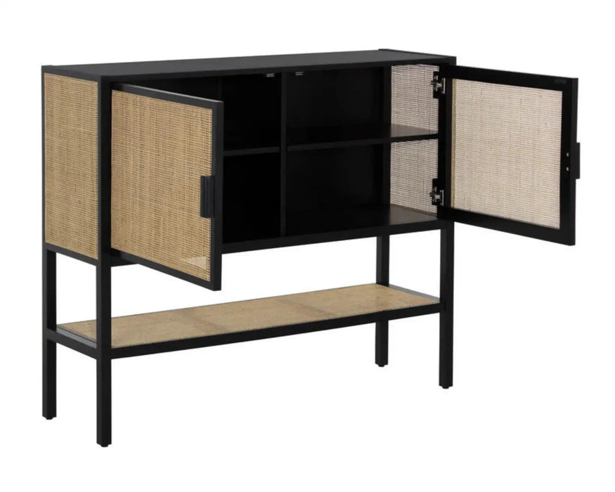 GEMINI - Buffet 47" en pin massif et rotin