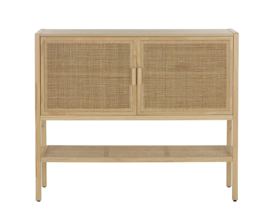 GEMINI - Buffet 47" en pin massif et rotin