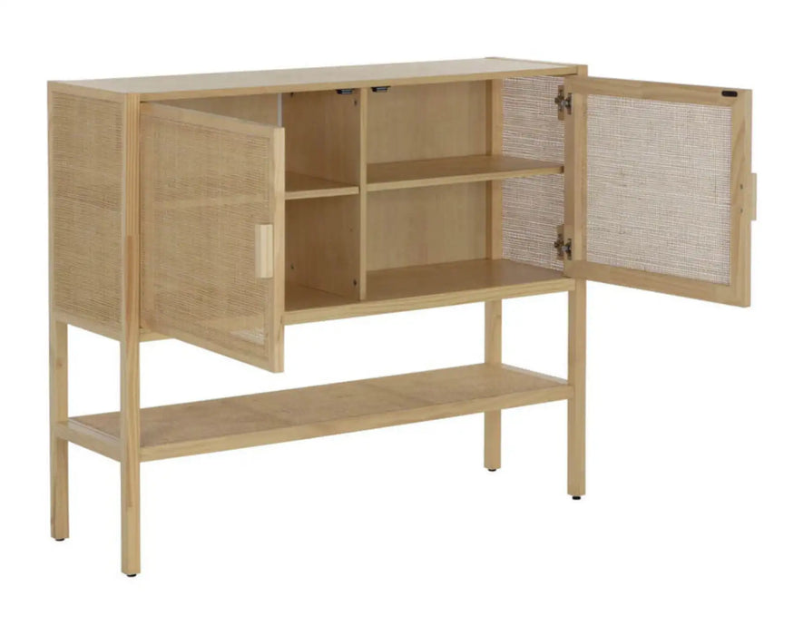 GEMINI - Buffet 47" en pin massif et rotin