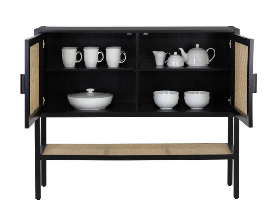 GEMINI - Buffet 47" en pin massif et rotin
