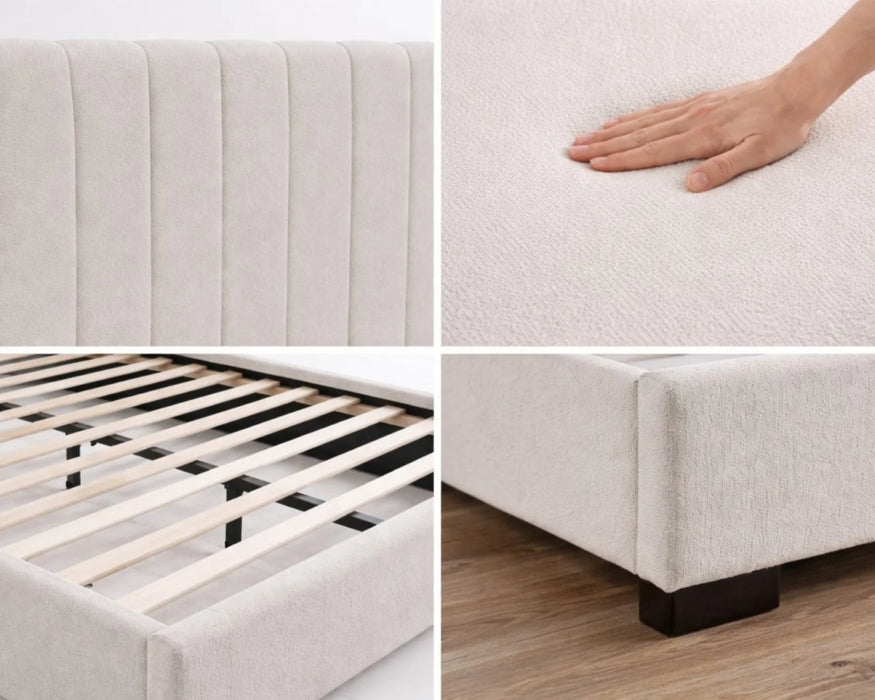 Zoom tissu base de lit VALERIE beige ivoire — Nuasis