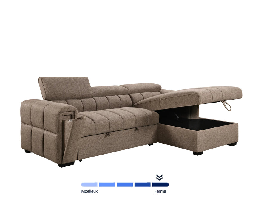 VICTOR - Sofa lit 99" avec rangement taupe