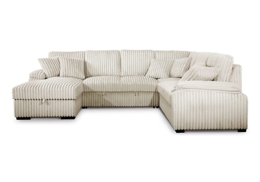 Divan lit sectionnel WALLY beige, vue de face
