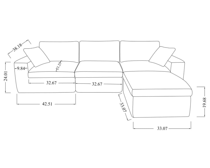NOAH - Sofa modulaire 108" 4 morceaux beige